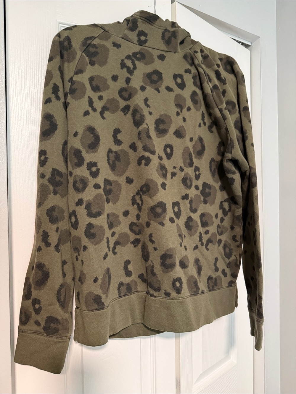 Express Olive Green Leopard-Accent Pullover